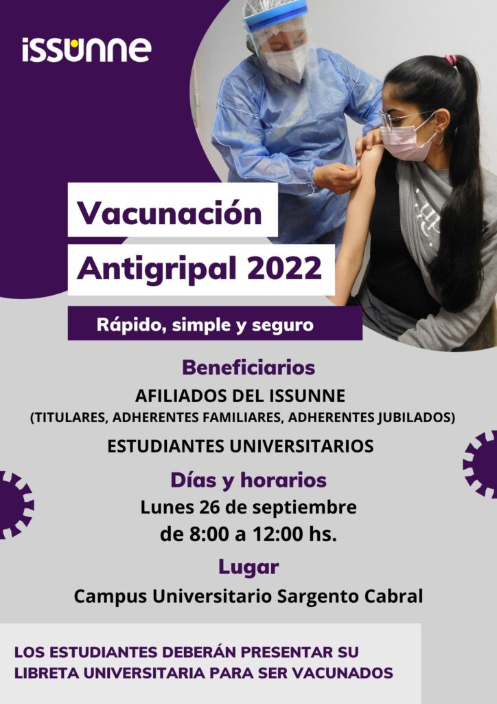 Campaña de Vacunación Antigripal 2022 el ISSUNNE realizará jornadas