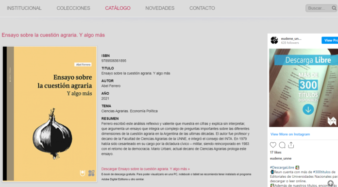Ensayo sobre la cuestión agraria, Y algo más escrito por el ingeniero Abel Ferrero Eudene presenta su segundo ebook de descarga libre disponible en el catálogo de la editorial