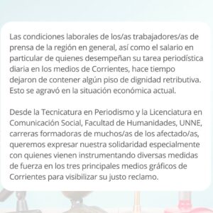 Comunicado x situación medios de la región Comtulab UNNE