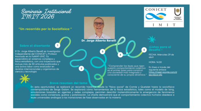“Un recorrido por la Sociofísica”, título del próximo Seminario Institucional del IMIT