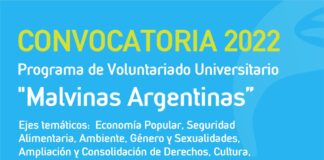 HASTA EL 23 DE SEPTIEMBRE Convocatoria abierta para el Programa voluntariado universitario 2022 «Malvinas Argentinas»