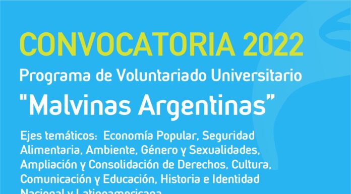 HASTA EL 23 DE SEPTIEMBRE Convocatoria abierta para el Programa voluntariado universitario 2022 «Malvinas Argentinas»