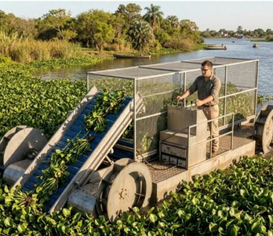 Diseñaron una máquina que limpiará de camalotes los espejos de aguas más afectados