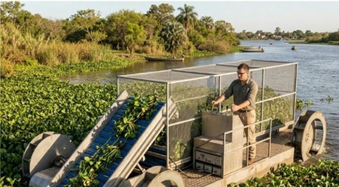 Diseñaron una máquina que limpiará de camalotes los espejos de aguas más afectados